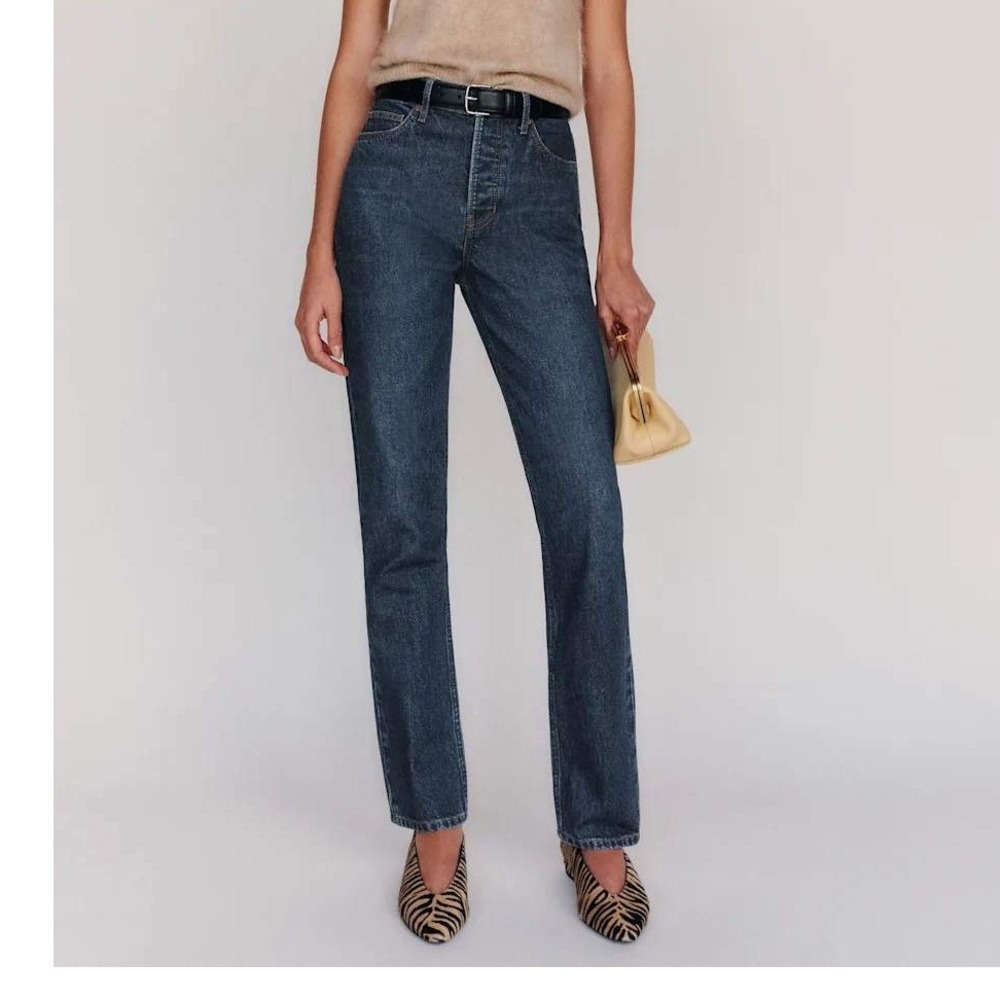 Reformation Cynthia High Rise Straight Jeans Rinse Dark Indigo Women Size 25